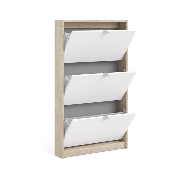 Bela preklopna omarica za čevlje v hrastovem dekorju Shoes – Tvilum-image-4