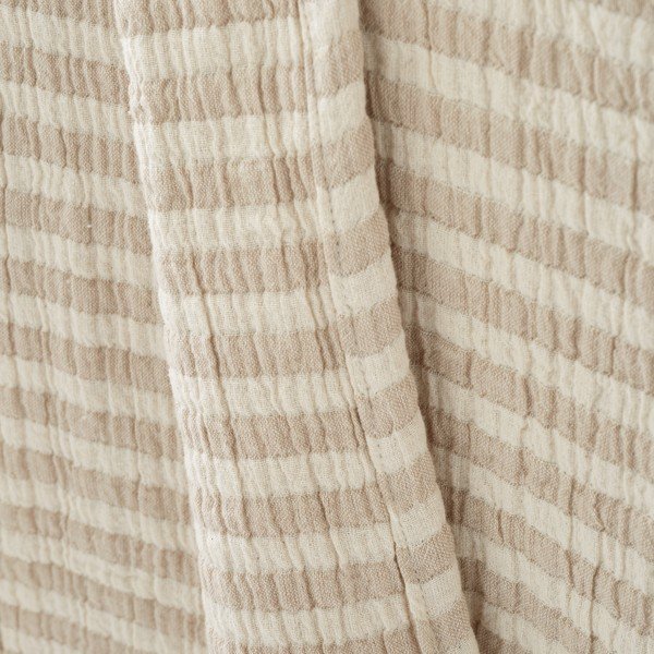 Bombažna odeja v naravni barvi 150x200 cm Cotton Muslin Stripe – Bianca-image-3