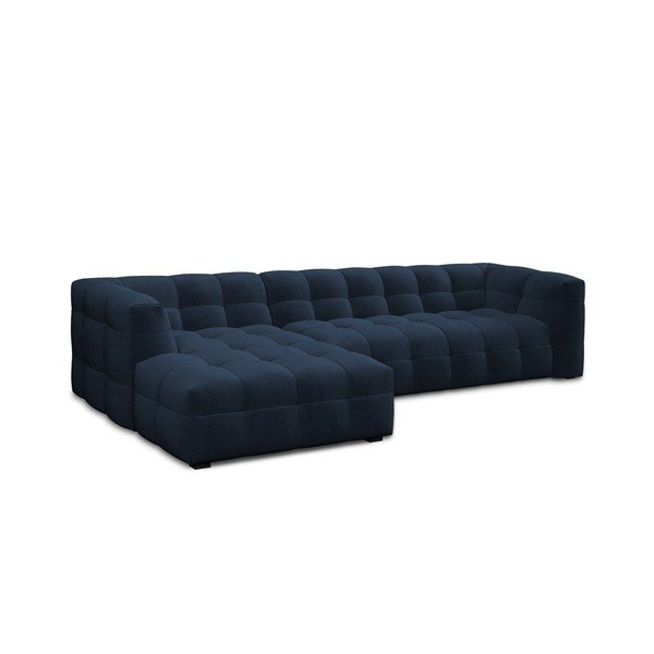 Modra žametna kotna sedežna garnitura Windsor & Co Sofas Vesta, levi kot-image-3