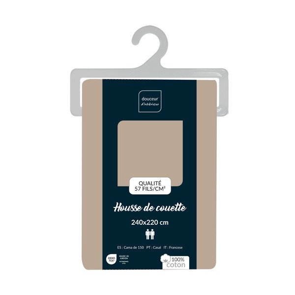 Bež bombažna prevleka za odejo za zakonsko posteljo/podaljšana 240x220 cm Lina – douceur d'intérieur-image-2