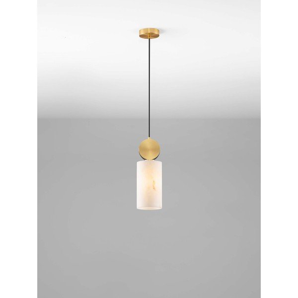 Kremno bela/medeninasta viseča svetilka v kamnitem dekorju ø 12 cm Maru – Nova Luce-image-4