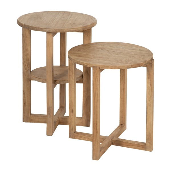 Okrogla stranska mizica iz masivne indijske lipovke ø 40 cm Dala – Ixia-image-2