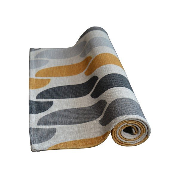Floorita Halfmoon siva in rumena preproga, 60 x 190 cm-image-2
