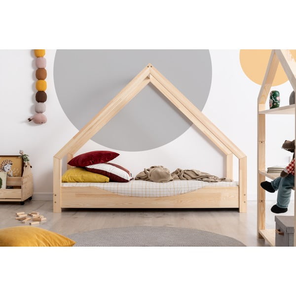 Otroška postelja hiška iz borovega lesa Adeko Loca Elin, 90 x 160 cm
