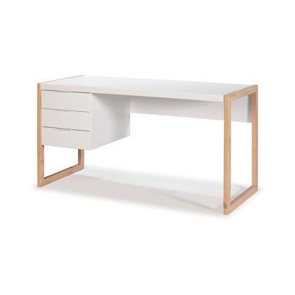 Bela pisalna miza z nogami iz borovega lesa Marckeric Frank-image-3