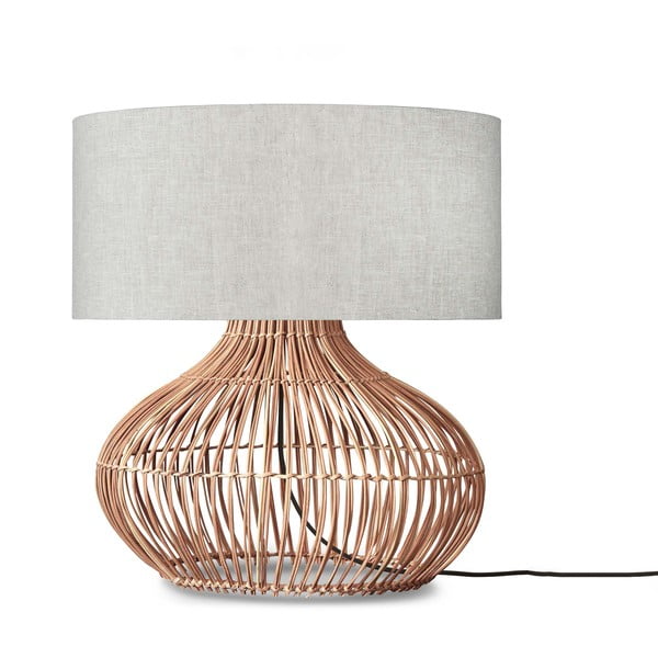 Kremno bela/naravna namizna svetilka s tekstilnim senčnikom (višina 60 cm) Kalahari – Good&Mojo