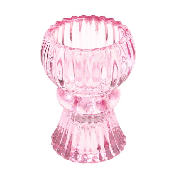 Nizek roza stekleni svečnik - Rex London