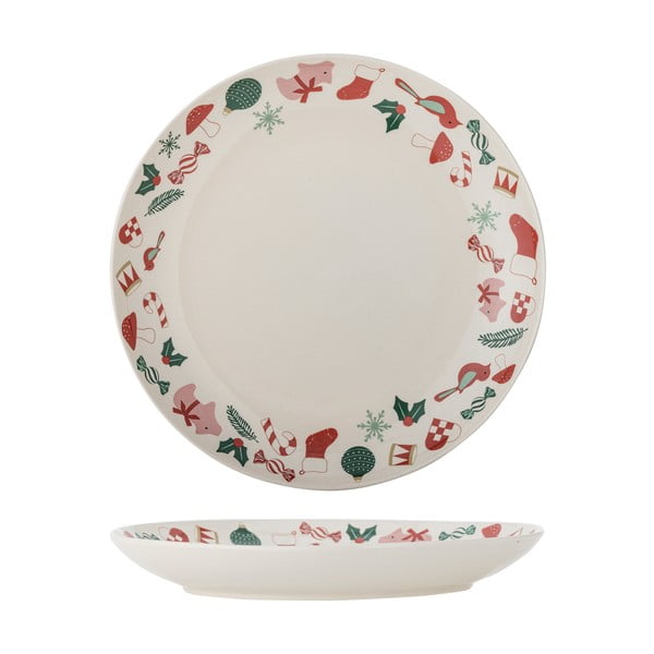 Kremno bel servirni lončen krožnik z božičnim motivom ø 28 cm Yule – Bloomingville-image-4