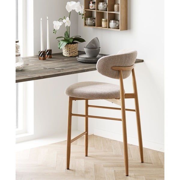 Bež/v naravni barvi oblazinjen barski stol (višina sedeža 65 cm) Levanto – House Nordic-image-1