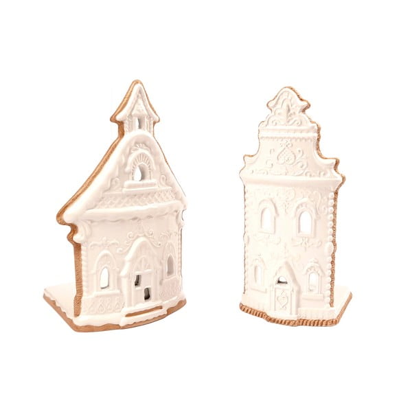 Porcelanasti svečniki v kompletu 2 ks Gingerbread House – Ego Dekor