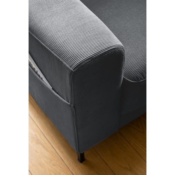 Temno siv fotelj iz rebrastega žameta Lofty Lilly – Miuform-image-4