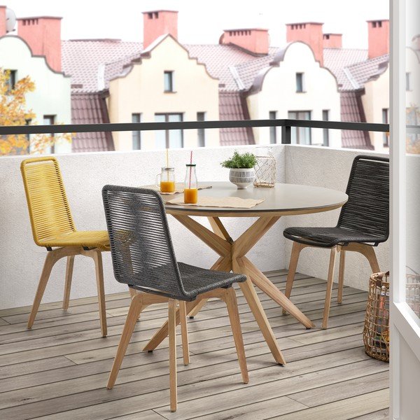 Jedilna miza s svetlo sivo ploščo Kave Home Glow, Ø 120 cm-image-3