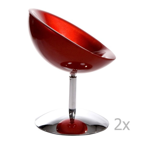 Komplet 2 rdečih vrtljivih stolov Kokoon Design Bowl