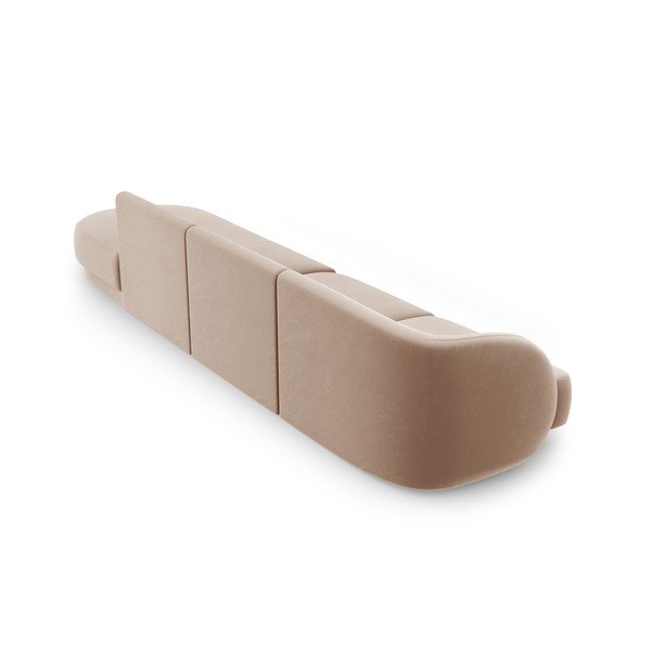Bež žametna sedežna garnitura 302 cm Miley – Micadoni Home-image-4