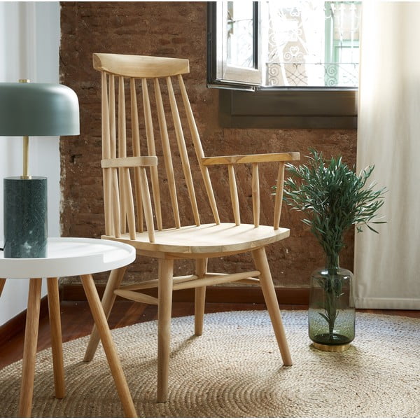 Bela dodatna mizica z lesenim podnožjem Kave Home Bruk-image-1