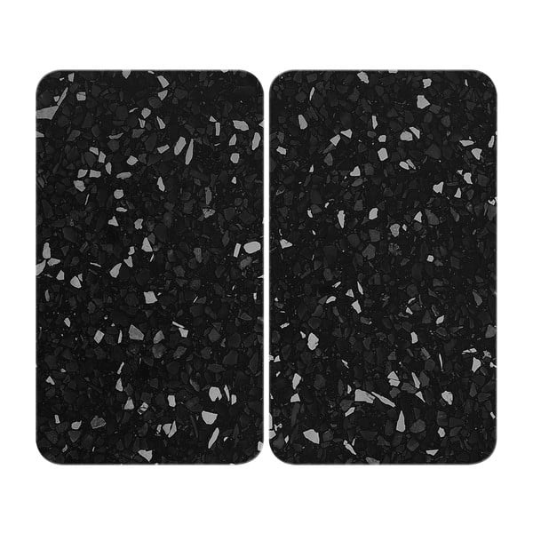 Komplet 2 črnih steklenih pokrovov za štedilnik Wenko Universal