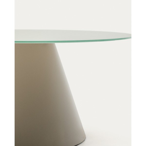 Svetlo siva okrogla klubska mizica s stekleno mizno ploščo ø 80 cm Wilshire – Kave Home-image-3