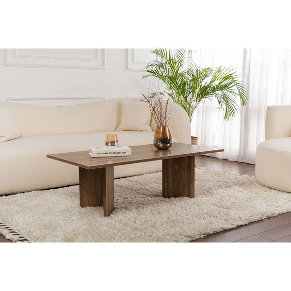 Temno rjava klubska mizica v orehovem dekorju 60x119 cm Sabin – Kalune Design-image-1