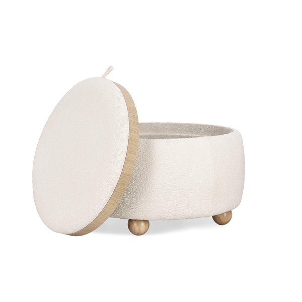 Kremno bel tabure iz tkanine bouclé Irisha – Bizzotto-image-3