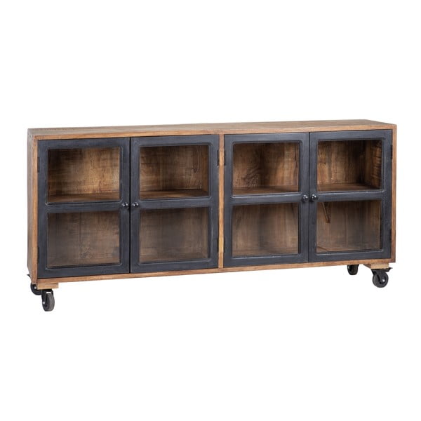 Vitrina iz masivnega manga v naravni barvi 160x71 cm – Ixia