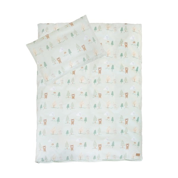 Svetlo zelena bombažna otroška posteljnina za otroško posteljico 100x135 cm Woodland Buddies – Roba-image-2