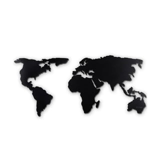 Črna kovinska stenska dekoracija World Map XL