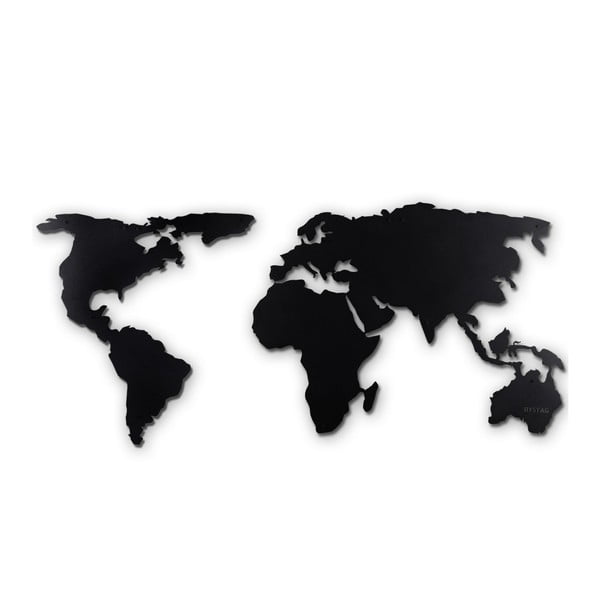 Črna kovinska stenska dekoracija World Map XL