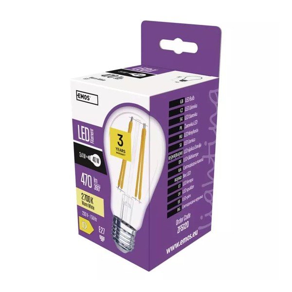 LED/filament žarnica s toplo svetlobo z žarnico E27, 3 W – EMOS-image-1