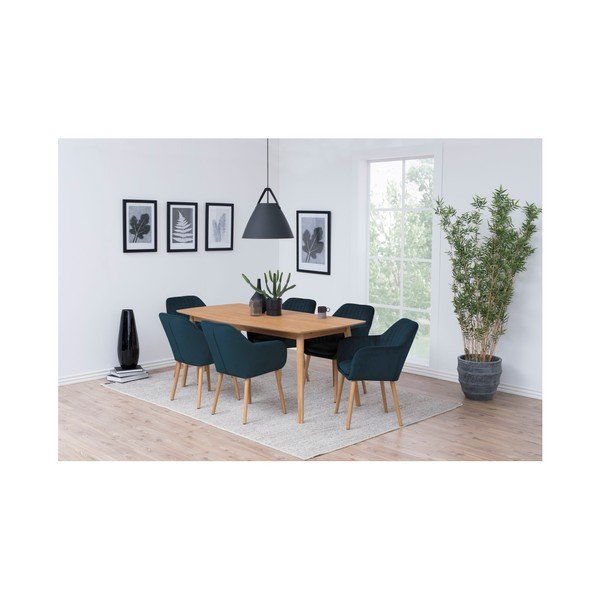 Temno moder oblazinjen jedilni stol z nasloni za roke Emilia – Actona-image-1