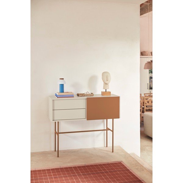 Opečnato oranžna/bež stranska mizica 35x110 cm Nube – Teulat-image-1