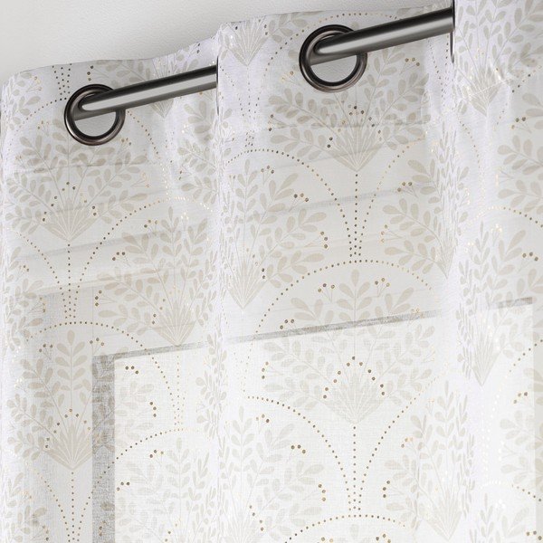 Belo-bež prosojna zavesa 140x280 cm Majestia – douceur d'intérieur