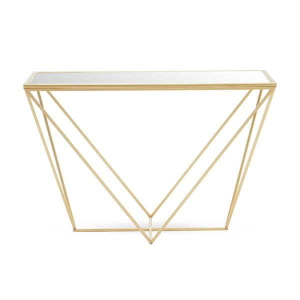 Stranska mizica s stekleno mizno ploščo v zlati barvi 40x120 cm Farran – Premier Housewares-image-2