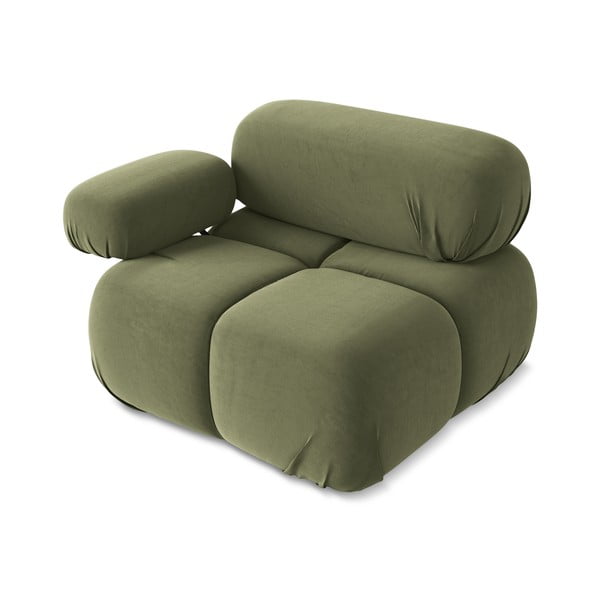 Svetlo zelen žameten modul za sedežno garnituro (levi kot) Lokua – Makamii-image-3