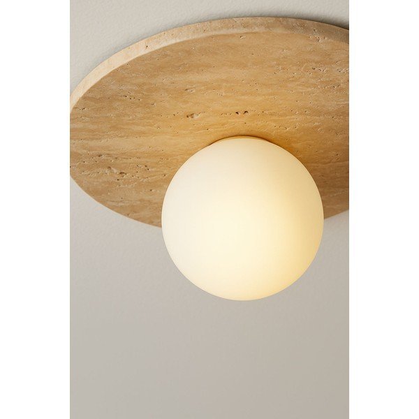 Bež lončena stropna svetilka s steklenim senčilom ø 12 cm Hilde – Opviq lights-image-4