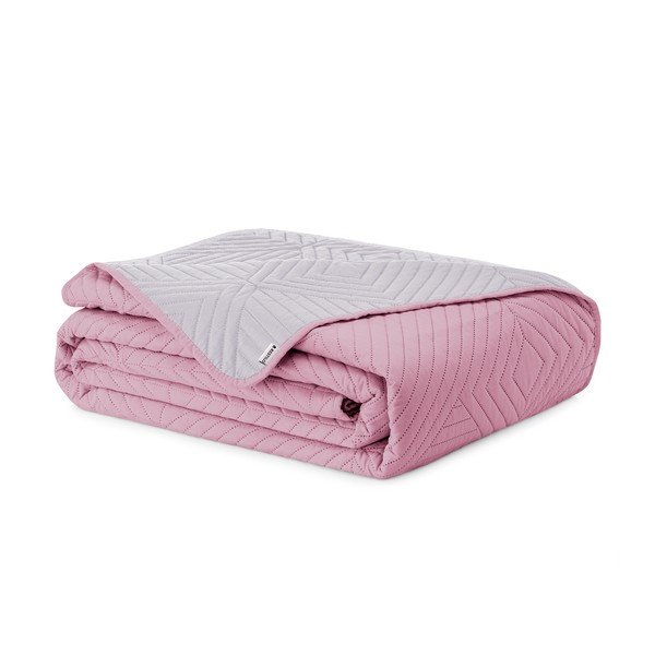 Rožnato/svetlo sivo prešito pregrinjalo iz mikrovlaken 240x260 cm Softa – Restilo