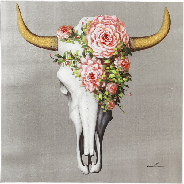 Slika Kare Design Dotik cvetlične lobanje, 80 x 80 cm