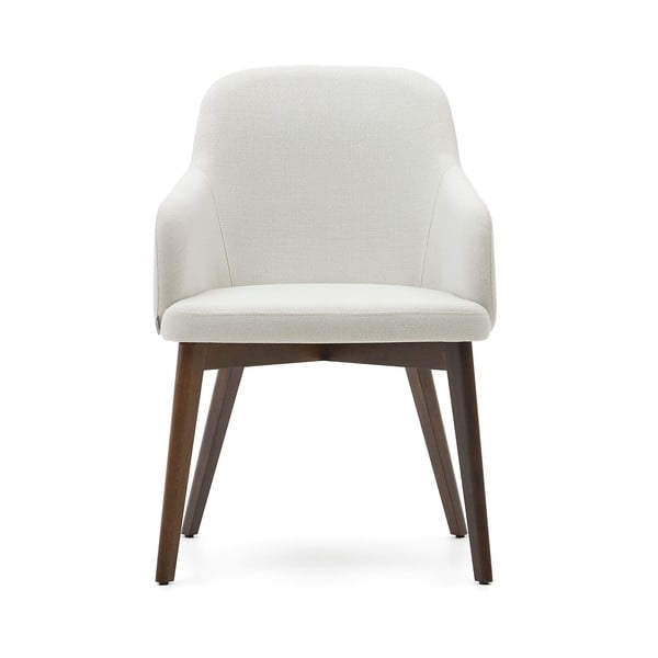 Kremno bel oblazinjen jedilni stol z nasloni za roke Nelida – Kave Home-image-4