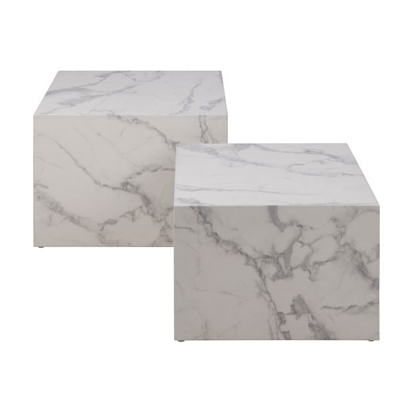 Bele mizice v kompletu 2 ks v marmornem dekorju 58x58 cm Dice – Actona-image-4