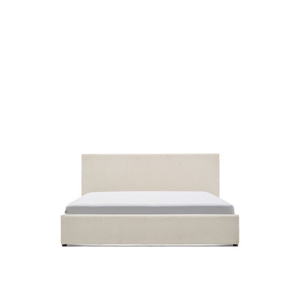 Bež oblazinjena zakonska postelja s prostorom za shranjevanje z letvenim dnom 160x200 cm Nahiri – Kave Home-image-4