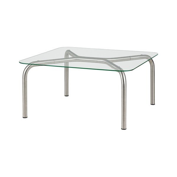 Klubska mizica s stekleno mizno ploščo v srebrni barvi 60x80 cm Uku – noo.ma