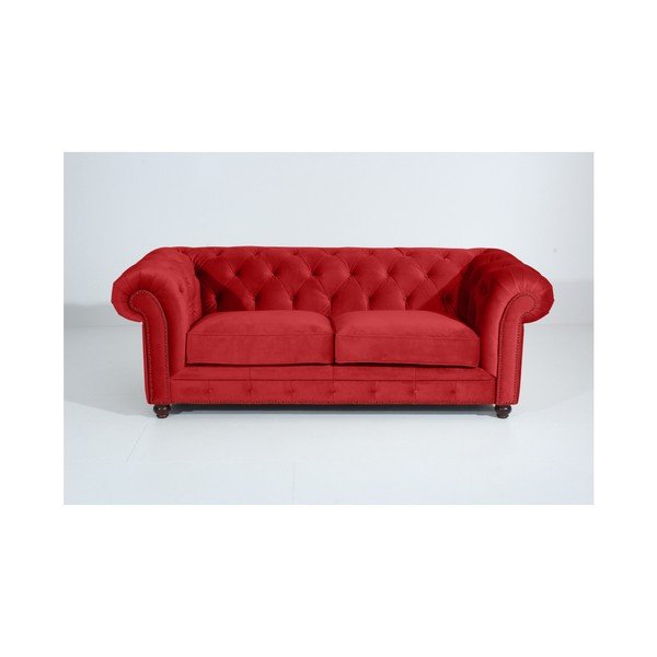 Rdeča zofa Max Winzer Orleans Velvet, 216 cm