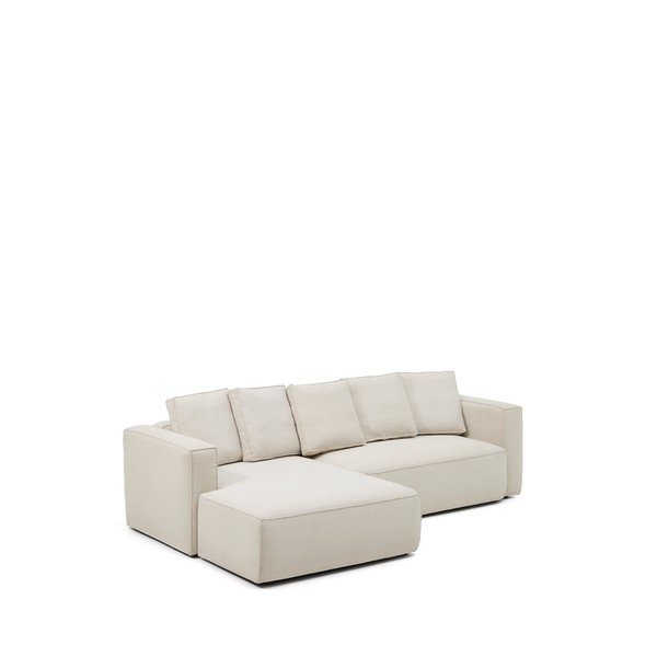 Bež raztegljiva kotna sedežna garnitura iz šenilje (levi kot/z ležalnikom) Marela – Kave Home-image-2