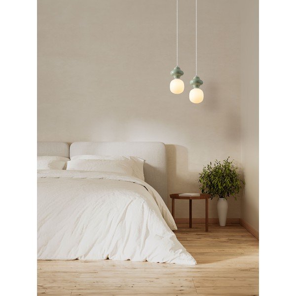 Bela/svetlo zelena keramična viseča svetilka s steklenim senčilom ø 18 cm Clio – Nova Luce-image-4