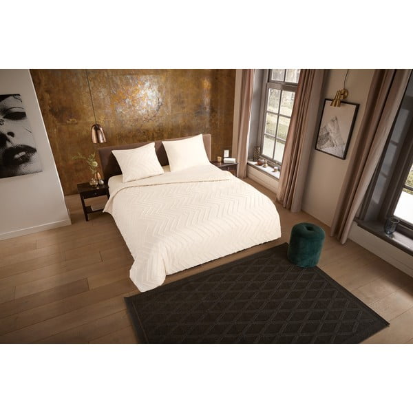 Kremno bela posteljnina za zakonsko posteljo/podaljšana iz mikrovlaken 200x220 cm Pure Zigzag – Good Morning-image-3