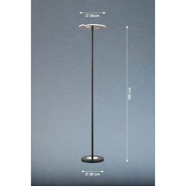 Črna LED zatemnitvena stoječa svetilka s steklenim senčilom (višina 180 cm) Dent – Fischer & Honsel-image-2