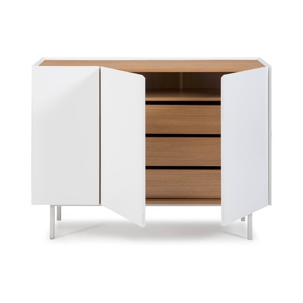 Bela nizka komoda v hrastovem dekorju 110x85 cm Arista – Teulat-image-3