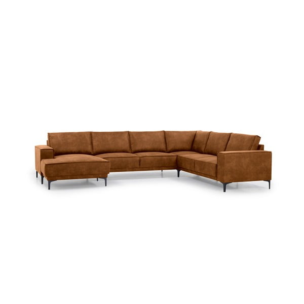 Kotna sedežna garnitura iz imitacije usnja v konjak rjavi barvi (levi kot/v obliki črke "U") Copenhagen – Scandic-image-2