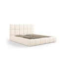 Kremno bela oblazinjena zakonska postelja s prostorom za shranjevanje z letvenim dnom 160x200 cm Bellis – Micadoni Home