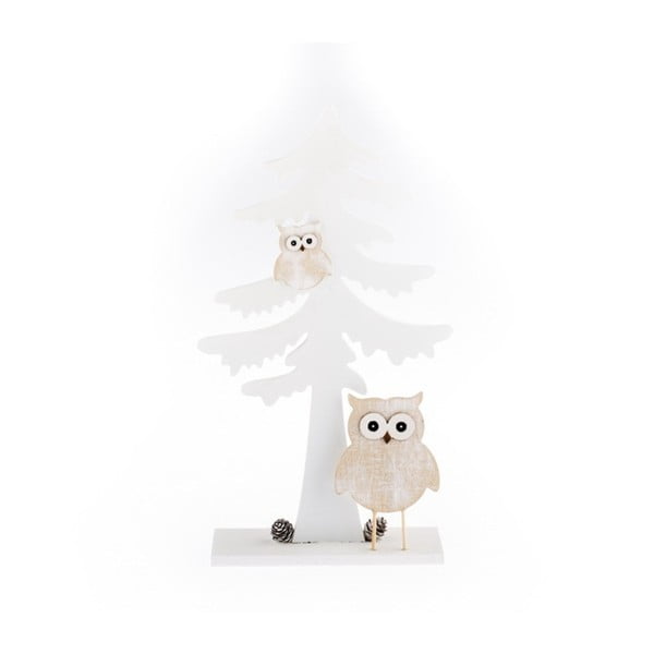 Bela lesena dekoracija Dakls Owly Tree