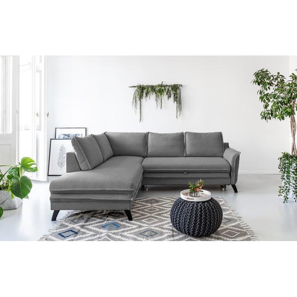 Siva kotna raztegljiva sedežna garnitura Miuform Charming Charlie L, levi kot-image-1